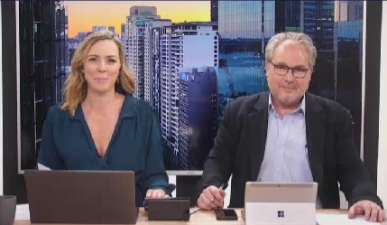 Ausbiz tv presenters in a studio
